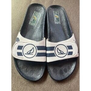 Mens Islander  Blue Nautical Slides Sandals  Mens Size 12 Athletic Flip Flop
